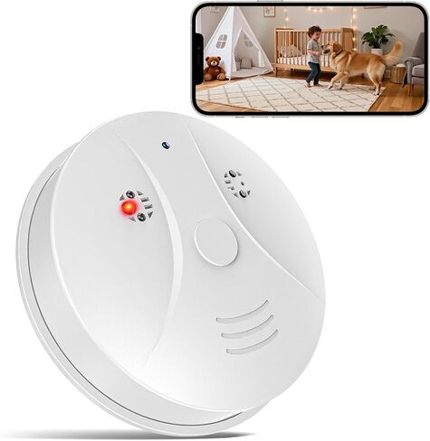 1080P HD Camera Smoke Detector for Home Security with App Control, Motion Detection, 150° Indoor Camera with Night Vision & Loop Recording for Office/Garage/Shop/Pet,User-Friendly in Kuwait