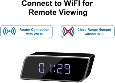 ULar 1080P Clock Camera,HD Night Vision WiFi Cameras, Remote View, Local Storage, 2600mAh Battery, Motion Detection, Smart Cam, No Audio in Kuwait