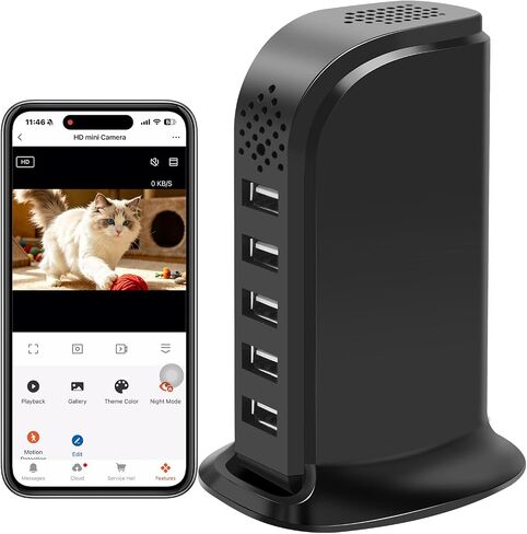 Security Camera WiFi Hidden Spy Camera with USB Charger, Hidden Camera Nanny Cam with Motion Detection Remote Viewing for Baby Pet Elderly Indoor Surveillance in Kuwait