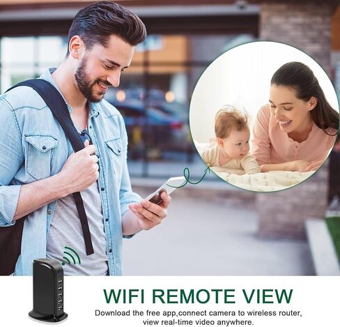 Security Camera WiFi Hidden Spy Camera with USB Charger, Hidden Camera Nanny Cam with Motion Detection Remote Viewing for Baby Pet Elderly Indoor Surveillance in Kuwait