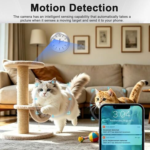 WiFi Security Camera, Hidden Camera Clock, Spy Camera with Motion Detection, Remote Viewing and App Control, 1080P Mini Nanny Cam for Indoor Baby, Pet, Elderly Surveillance in Kuwait