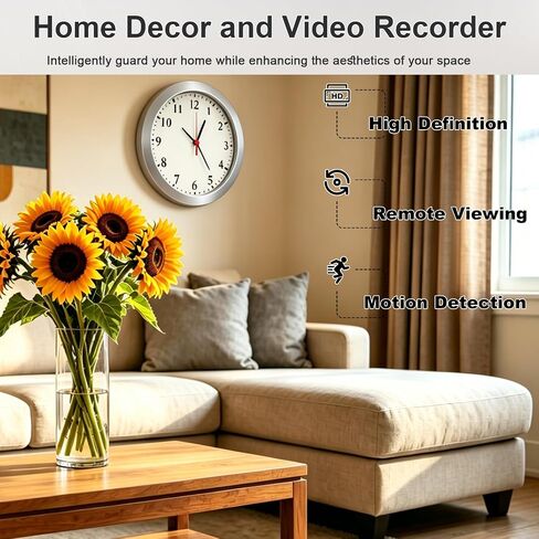 WiFi Security Camera, Hidden Camera Clock, Spy Camera with Motion Detection, Remote Viewing and App Control, 1080P Mini Nanny Cam for Indoor Baby, Pet, Elderly Surveillance in Kuwait