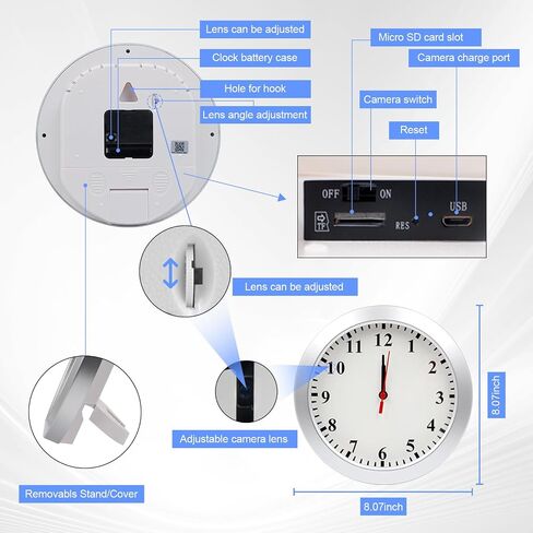 WiFi Security Camera, Hidden Camera Clock, Spy Camera with Motion Detection, Remote Viewing and App Control, 1080P Mini Nanny Cam for Indoor Baby, Pet, Elderly Surveillance in Kuwait
