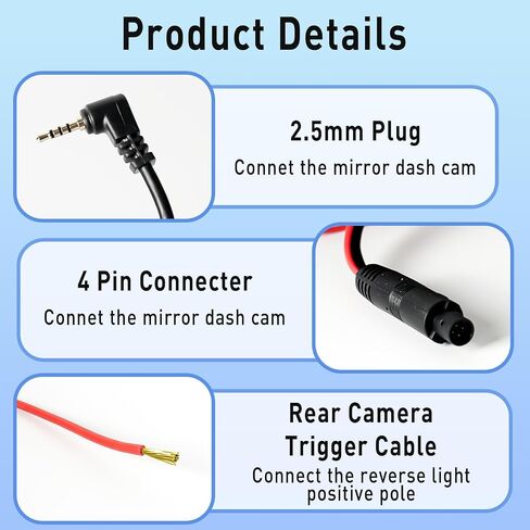 50FT Rear Camera Extension Cable for Wolfbox G930 G900 G840S G840H G850 G850PRO I17, Extension Cable 4-Pin 2.5 mm Pure-Copper Wire for Most Small Cars and SUVs、Vans can Simply in Kuwait