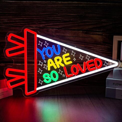 You Are So Loved Neon Sign for Wall Decor, LED Rainbow Pennant Neon Light with Dimmer, USB Powered Inspirational Neon Lamp for Bedroom, Kids Room, Nursery, Classroom, Party Décor（17.5 * 10.9 inches） in Kuwait