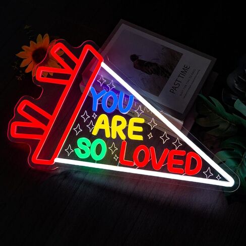 You Are So Loved Neon Sign for Wall Decor, LED Rainbow Pennant Neon Light with Dimmer, USB Powered Inspirational Neon Lamp for Bedroom, Kids Room, Nursery, Classroom, Party Décor（17.5 * 10.9 inches） in Kuwait