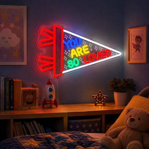 You Are So Loved Neon Sign for Wall Decor, LED Rainbow Pennant Neon Light with Dimmer, USB Powered Inspirational Neon Lamp for Bedroom, Kids Room, Nursery, Classroom, Party Décor（17.5 * 10.9 inches） in Kuwait