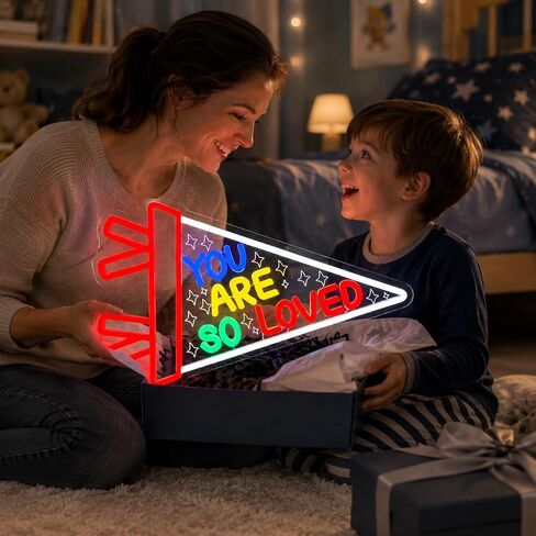 You Are So Loved Neon Sign for Wall Decor, LED Rainbow Pennant Neon Light with Dimmer, USB Powered Inspirational Neon Lamp for Bedroom, Kids Room, Nursery, Classroom, Party Décor（17.5 * 10.9 inches） in Kuwait