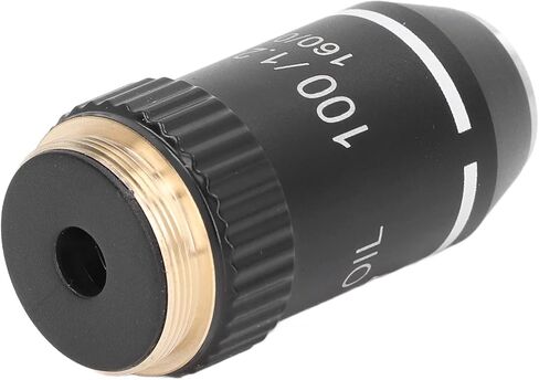 FTVOGUE 100X Microscope Objective Lens Brass Chrome Plated High Power Oil Immersion Lens for Compound Microscopes 20.2mm RMS Interface Science Education in Saudi Arabia
