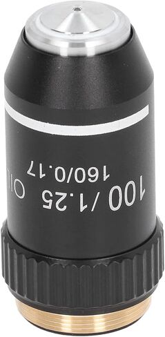 FTVOGUE 100X Microscope Objective Lens Brass Chrome Plated High Power Oil Immersion Lens for Compound Microscopes 20.2mm RMS Interface Science Education in Saudi Arabia