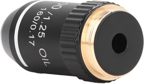 FTVOGUE 100X Microscope Objective Lens Brass Chrome Plated High Power Oil Immersion Lens for Compound Microscopes 20.2mm RMS Interface Science Education in Saudi Arabia