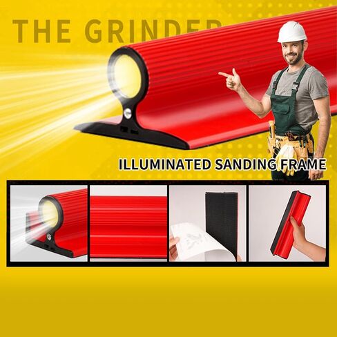 Garosa Sandpaper Holder Tool, Lighted Anti Slip Hand Sander with Secure Self Adhesive Backing for Drywall Wood PVC Built in 1000mAh Battery 255 x 130mm 1 Pack in Kuwait