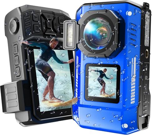 Maxmango D50 8K Underwater Camera, 70MP 33FT Waterproof Digital Camera with Dual Screens, Point and Shoot Camera for Snorkeling, Swimming, Surfing, Beach Travel, 2500mAh Battery, Orange (16GB) in Kuwait