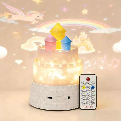 Princess Night Light for Kids - 360 Rotating Star Projector with 12 Music & 23 Films, Rechargeable 1800mAh Battery, Unicorn Lights for Girls Room, Kids' Birthday Gifts in Kuwait