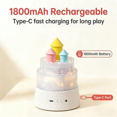 Princess Night Light for Kids - 360 Rotating Star Projector with 12 Music & 23 Films, Rechargeable 1800mAh Battery, Unicorn Lights for Girls Room, Kids' Birthday Gifts in Kuwait