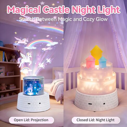 Princess Night Light for Kids - 360 Rotating Star Projector with 12 Music & 23 Films, Rechargeable 1800mAh Battery, Unicorn Lights for Girls Room, Kids' Birthday Gifts in Kuwait