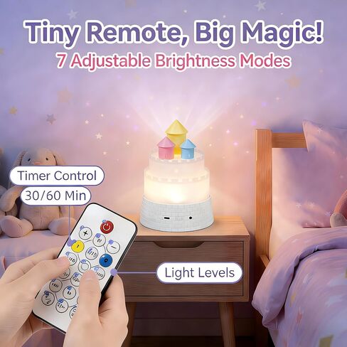 Princess Night Light for Kids - 360 Rotating Star Projector with 12 Music & 23 Films, Rechargeable 1800mAh Battery, Unicorn Lights for Girls Room, Kids' Birthday Gifts in Kuwait