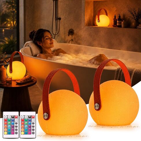 IP65 Waterproof Shower Lamp with 16 Colors, Remote and Hanging | Rechargeable Wireless mood light with 16 colors for showers, bathtubs, patios and camping; easy to hang with no wiring in Kuwait