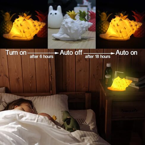 Conch Shell Night Light-Battery Powered LED Night Light for Kids Room, Auto Off Timer, Adults Bedroom Decor Nautical Lighting, Beach Themed Lamp Suitable for Baby Nursery, Home Ocean-Nightstand Decor in Kuwait