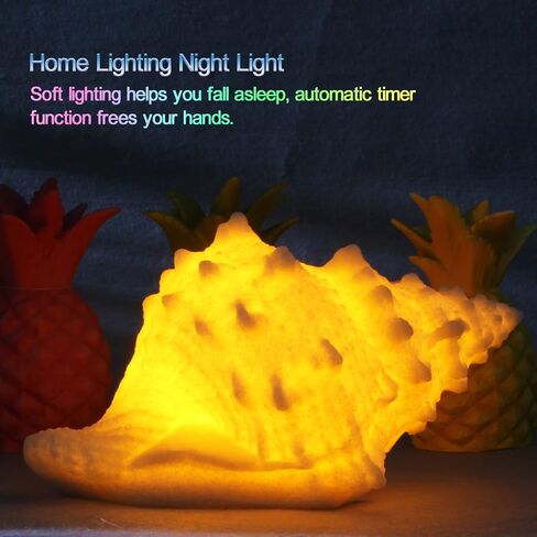 Conch Shell Night Light-Battery Powered LED Night Light for Kids Room, Auto Off Timer, Adults Bedroom Decor Nautical Lighting, Beach Themed Lamp Suitable for Baby Nursery, Home Ocean-Nightstand Decor in Kuwait