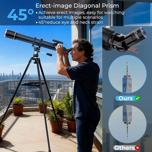 FAMIROSA Telescope for Adults High Powered, 90mm Aperture (36X-270X) 900mm Focal Length Refractor Astronomy Telescopes for Planets and Stars, Professional Telescopio with Bag, Phone Adapter, Tripod in Kuwait