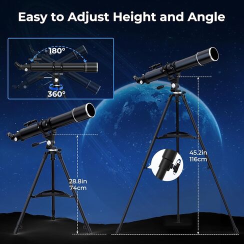 FAMIROSA Telescope for Adults High Powered, 90mm Aperture (36X-270X) 900mm Focal Length Refractor Astronomy Telescopes for Planets and Stars, Professional Telescopio with Bag, Phone Adapter, Tripod in Kuwait