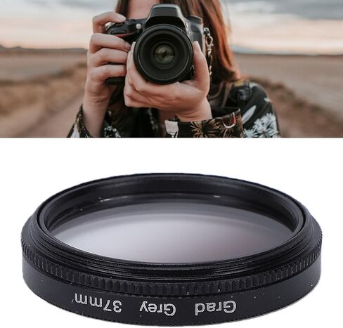 37MM Lens Grey Graduated Color Filter, HD Coated Resin Camera Lens Accessory with Aluminum Alloy Frame, for Mirrorless Camera DSLR, Color Correcting Accessory in Kuwait