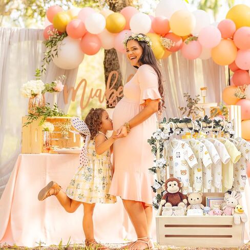 Wooden Baby Shower Crate Closet with Clothes Hanging Rod and Garland, Natural Wood Baby Basket Gift Organizer for Newborn Nursery, Easy Assembly Storage Bin with Hangers & Cute Animal Stickers in Kuwait