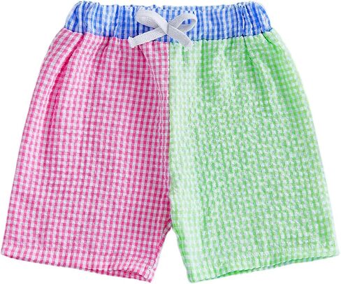 Baby Boys Swim Trunks Color Block Plaid Gingham Shorts Bathing Suit Swimwear in Kuwait