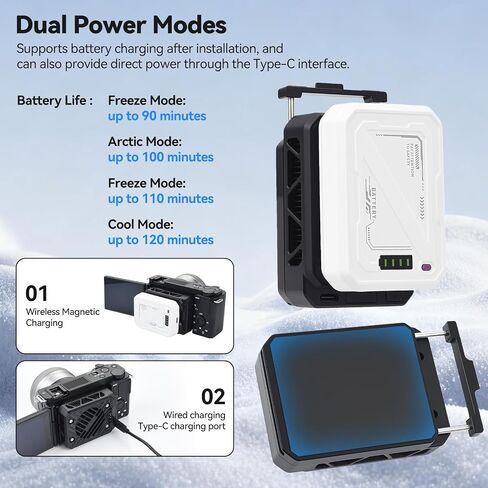 UTEBIT Magnetic Camera Cooling Fan with Battery, 4 Speeds & 5000mAh Rechargeable Camera Cooler Kit for DSLR & Mirrorless, Auto Temp Control Cooling for Video Recording (Battery+Cooler) in Kuwait