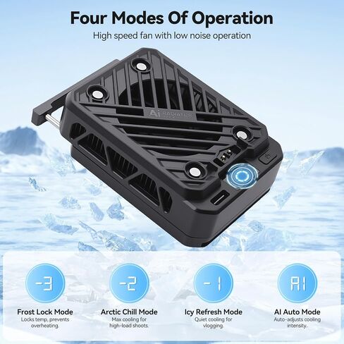 UTEBIT Magnetic Camera Cooling Fan with Battery, 4 Speeds & 5000mAh Rechargeable Camera Cooler Kit for DSLR & Mirrorless, Auto Temp Control Cooling for Video Recording (Battery+Cooler) in Kuwait