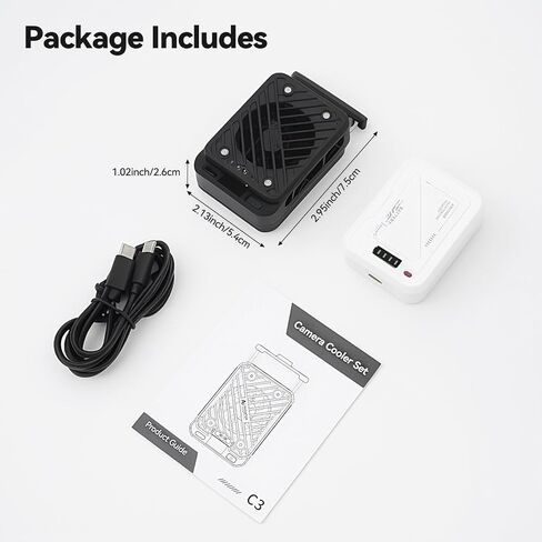 UTEBIT Magnetic Camera Cooling Fan with Battery, 4 Speeds & 5000mAh Rechargeable Camera Cooler Kit for DSLR & Mirrorless, Auto Temp Control Cooling for Video Recording (Battery+Cooler) in Kuwait