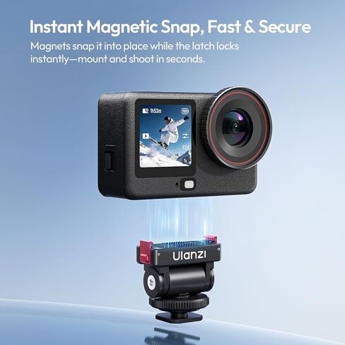 ULANZI OA27 Magnetic Cold Shoe Adapter,Adapter Mount Magnetic Quick Release | Compatible with DJI OSMO Action 6 & OSMO Nano Xtra Muse, 180° Tilt, Cold Shoe + 1/4"-20 Thread, All-Metal Mini Rig in Kuwait