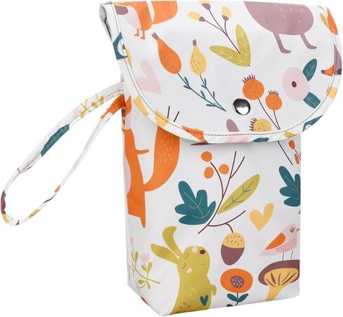 Portable Diaper Storage Bag, Waterproof Oxford Cloth Baby Diaper Organizer with Snap Closure, Large Capacity Travel Diaper Pouch for Newborn, Animal World Print in Kuwait
