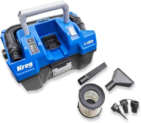 Kreg 20V Ionic Drive Wet/Dry Vac with HEPA Filter - Cordless HEPA Shop Vacuum for Dust Collection, Debris & Liquid Cleanup - 50 CFM Suction - Blower Function - KPTWDV026B in Kuwait
