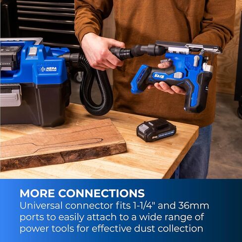 Kreg 20V Ionic Drive Wet/Dry Vac with HEPA Filter - Cordless HEPA Shop Vacuum for Dust Collection, Debris & Liquid Cleanup - 50 CFM Suction - Blower Function - KPTWDV026B in Kuwait