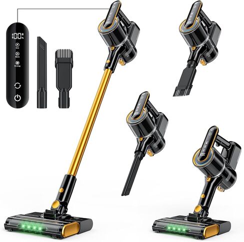 Cordless Vacuum Cleaner, 600W 50000PA Stick Vacuum Cleaners and Mop In One,4000mAh Battery with 60 Min Runtime, LED Screen and Green Headlights, Handheld Vacuum for Pet Hair Floors Carpet Sofa in Kuwait