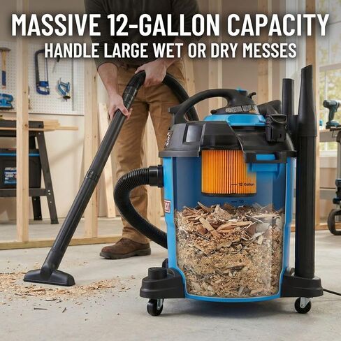 Channellock Wet/Dry Vacuum VBV1210.CL - 5.0 Peak HP Blower, Foam Filter - 12 Gallon in Kuwait