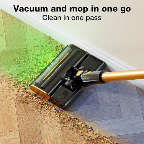 Cordless Vacuum Cleaner, 600W 50000PA Stick Vacuum Cleaners and Mop In One,4000mAh Battery with 60 Min Runtime, LED Screen and Green Headlights, Handheld Vacuum for Pet Hair Floors Carpet Sofa in Kuwait