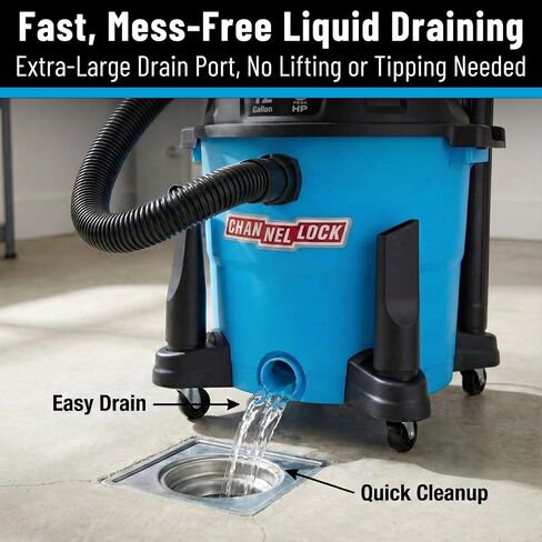 Channellock Wet/Dry Vacuum VBV1210.CL - 5.0 Peak HP Blower, Foam Filter - 12 Gallon in Kuwait