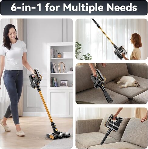 Cordless Vacuum Cleaner, 600W 50000PA Stick Vacuum Cleaners and Mop In One,4000mAh Battery with 60 Min Runtime, LED Screen and Green Headlights, Handheld Vacuum for Pet Hair Floors Carpet Sofa in Kuwait