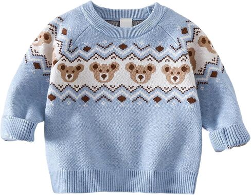 Toddler Baby Boy Girl Sweater Cute Bear Print Easter Outfits Long Sleeve Knit Pullover Sweatshirt in Kuwait