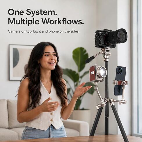 HARLOWE Rocket Air Carbon Fiber Travel Tripod with Fluid Head Kit, Lightweight Camera Tripod for Photography & Video, 22lb Load Capacity, Compact Foldable Tripod with Carrying Bag for Creators in Kuwait