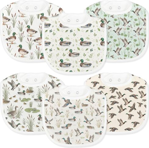 Baby Bibs for Baby Boys Girls 6-Pack Mallard Duck Drool Bibs Soft Absorbent Cotton Infant Feeding Bandana Bibs Teething Drooling Nursery Gifts for Newborn Toddlers Feeding Baby Stuff in Kuwait