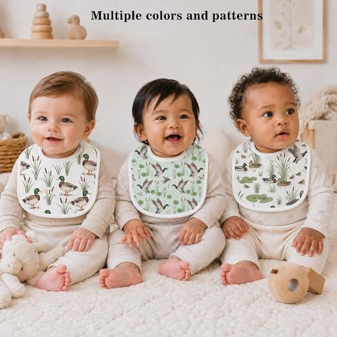 Baby Bibs for Baby Boys Girls 6-Pack Mallard Duck Drool Bibs Soft Absorbent Cotton Infant Feeding Bandana Bibs Teething Drooling Nursery Gifts for Newborn Toddlers Feeding Baby Stuff in Kuwait