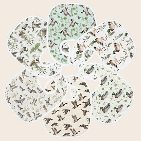 Baby Bibs for Baby Boys Girls 6-Pack Mallard Duck Drool Bibs Soft Absorbent Cotton Infant Feeding Bandana Bibs Teething Drooling Nursery Gifts for Newborn Toddlers Feeding Baby Stuff in Kuwait