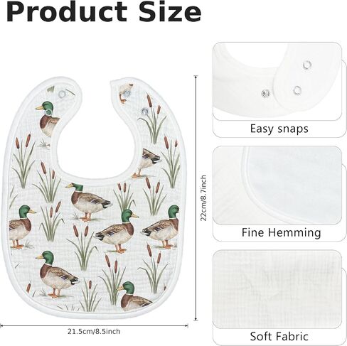 Baby Bibs for Baby Boys Girls 6-Pack Mallard Duck Drool Bibs Soft Absorbent Cotton Infant Feeding Bandana Bibs Teething Drooling Nursery Gifts for Newborn Toddlers Feeding Baby Stuff in Kuwait