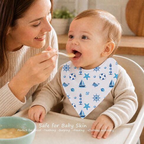 6-Pack Baby Drool Bibs for Baby Boys Girls, Ocean Theme Cotton Baby Bibs for Drooling Teething Feeding, Soft Absorbent Bandana Bibs with Adjustable Snaps for Newborn Infants in Kuwait