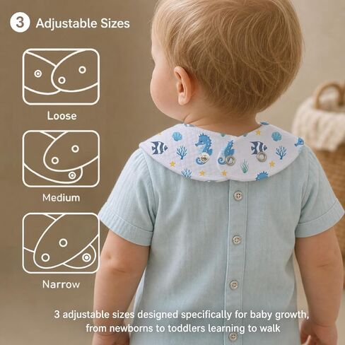 6-Pack Baby Drool Bibs for Baby Boys Girls, Ocean Theme Cotton Baby Bibs for Drooling Teething Feeding, Soft Absorbent Bandana Bibs with Adjustable Snaps for Newborn Infants in Kuwait