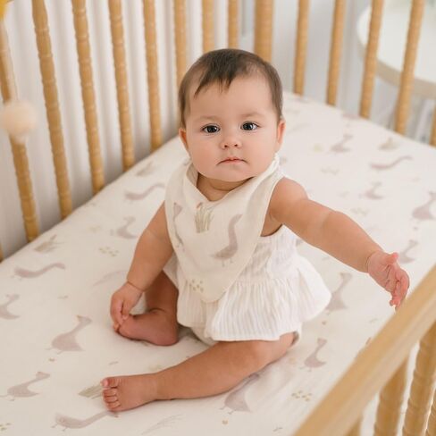 Crane Baby Cotton Bandana Bibs, Charlie Farmhouse Goose 3-pc. Set, Baby Bibs for Drooling and Teething, Rustic Farm Nursery Theme, Tractor Bib For Newborn, Bib For Babies in Kuwait